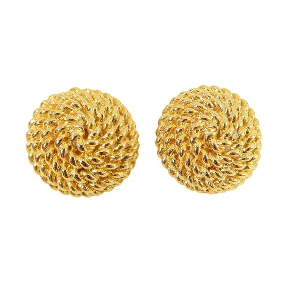 Unbranded Jewelry - VINTAGE Goldtone Domed Rope Coil Textured 1" Clip-On Earrings Unsigned